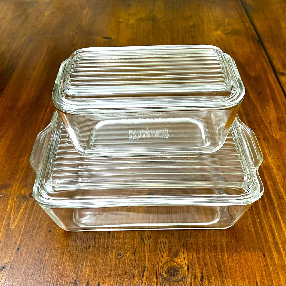 Vintage Pyrex Clear Glass Refrigerator Storage Dishes